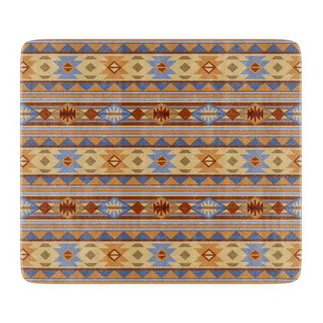 Southwest Pattern Design Rust Gray Gold Cutting Board (Front)