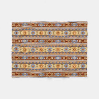 Southwest Pattern Design Rust Gray Gold Fleece Blanket