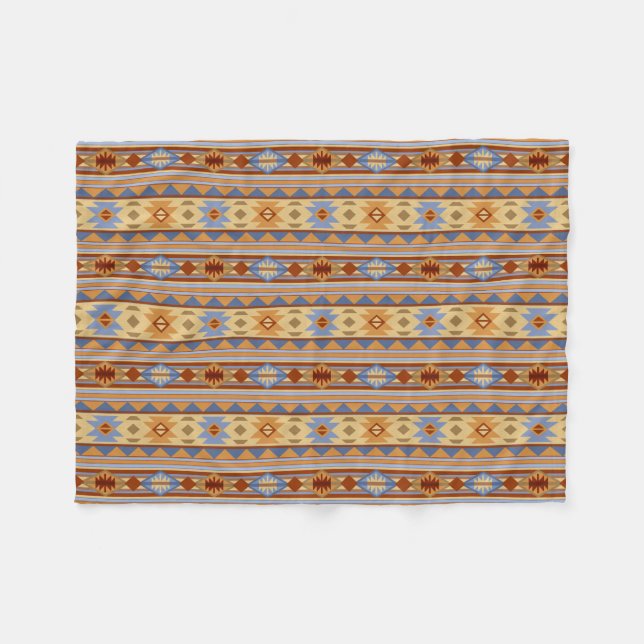 Southwest Pattern Design Rust Gray Gold Fleece Blanket (Front (Horizontal))