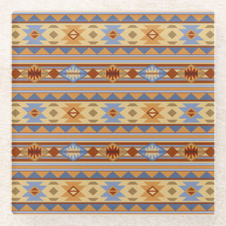 Southwest Pattern Design Rust Gray Gold Glass Coaster