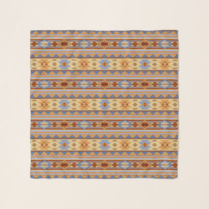 Southwest Pattern Design Rust Gray Gold Scarf