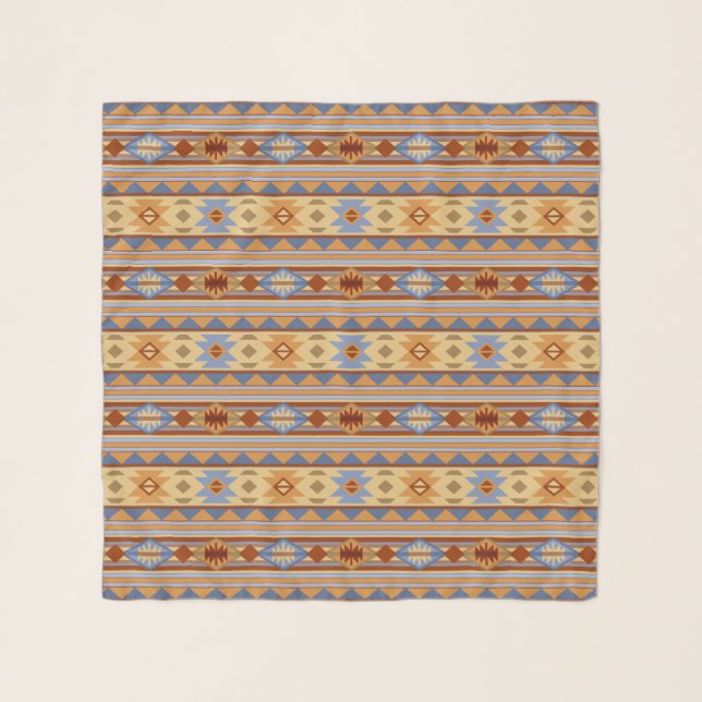 Southwest Pattern Design Rust Gray Gold Scarf (Front)