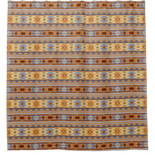 Southwest Pattern Design Rust Gray Gold Shower Curtain