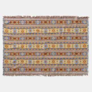 Southwest Pattern Design Rust Gray Gold Throw Blanket