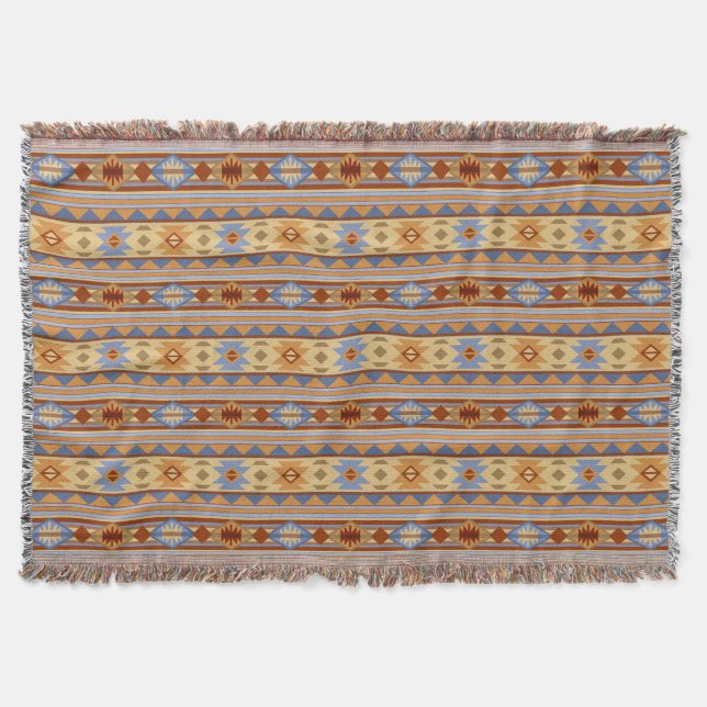 Southwest Pattern Design Rust Gray Gold Throw Blanket (Front)