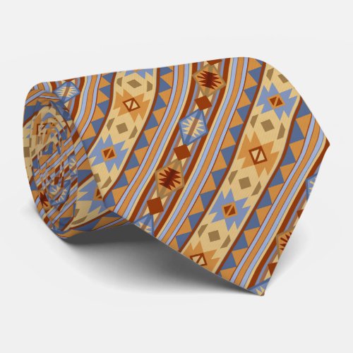 Southwest Pattern Design Rust Gray Gold Tie