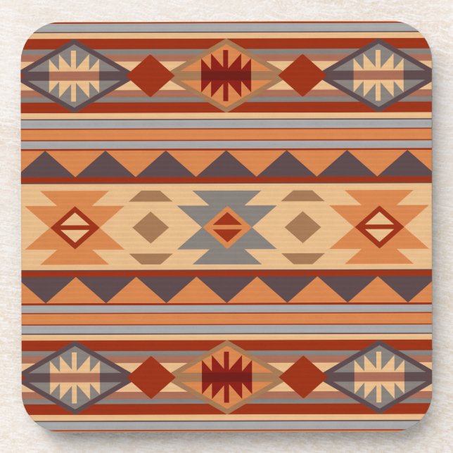 Southwest Pattern Design Tan Beverage Coaster (Front)