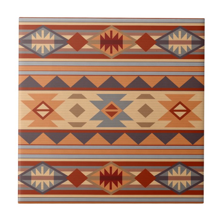 Southwest Pattern Design Tan Ceramic Tile | Zazzle