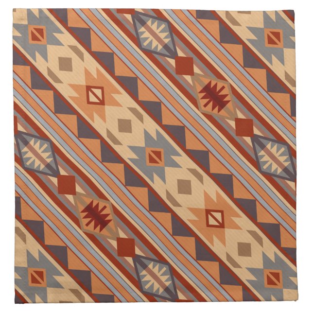 Southwest Pattern Design Tan Cloth Napkin (Front)