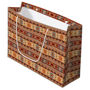 Southwest Pattern Design Tan Large Gift Bag