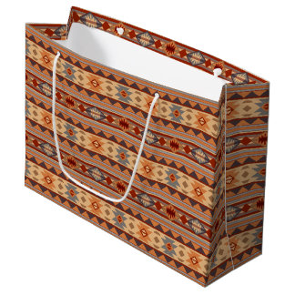Southwest Pattern Design Tan Large Gift Bag