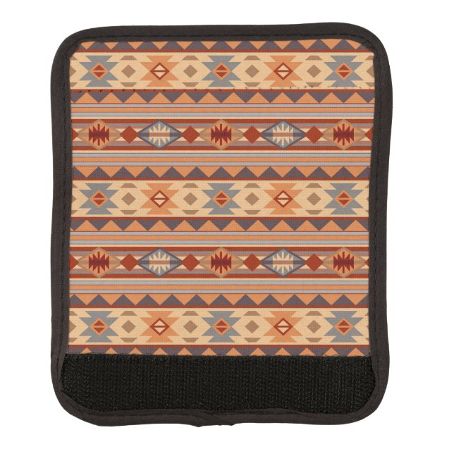 Southwest Pattern Design Tan Luggage Handle Wrap (Front)