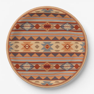 Southwest Pattern Design Tan Paper Plates