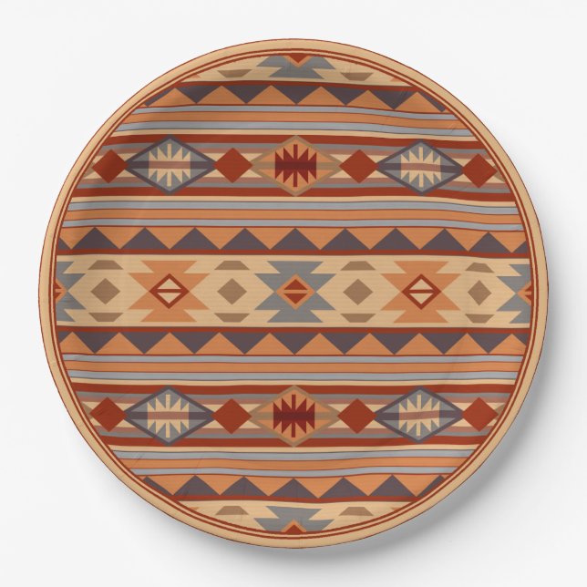 Southwest Pattern Design Tan Paper Plates (Front)
