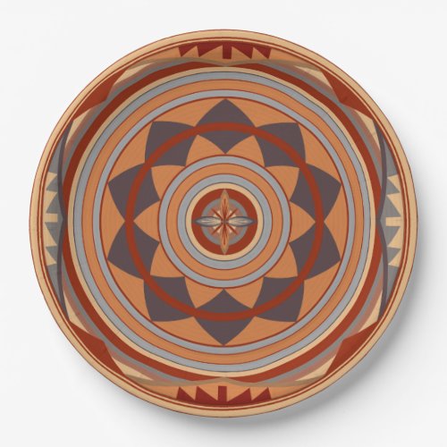 Southwest Pattern Design Tan Paper Plates