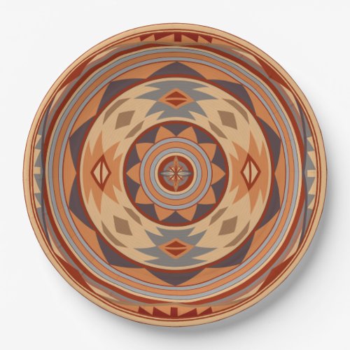 Southwest Pattern Design Tan Paper Plates