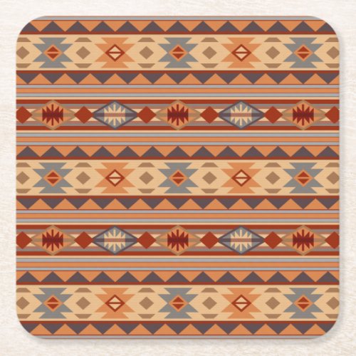Southwest Pattern Design Tan Square Paper Coaster