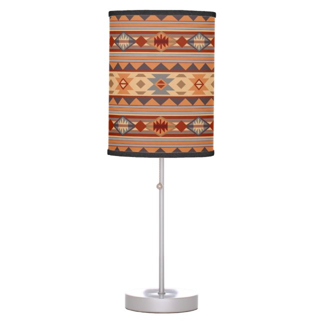 Southwest Pattern Design Tan Table Lamp (Front)