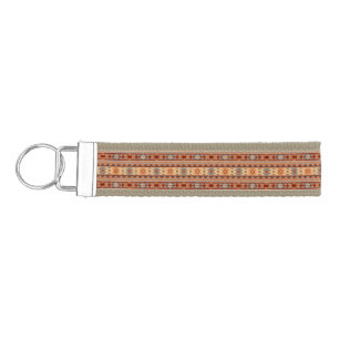 Southwest Pattern Design Tan Wrist Keychain