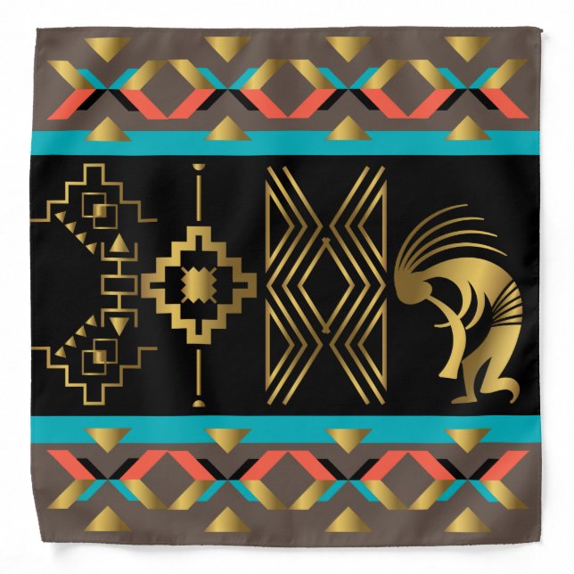 Southwest Pattern Kokopelli  Bandana (Front)