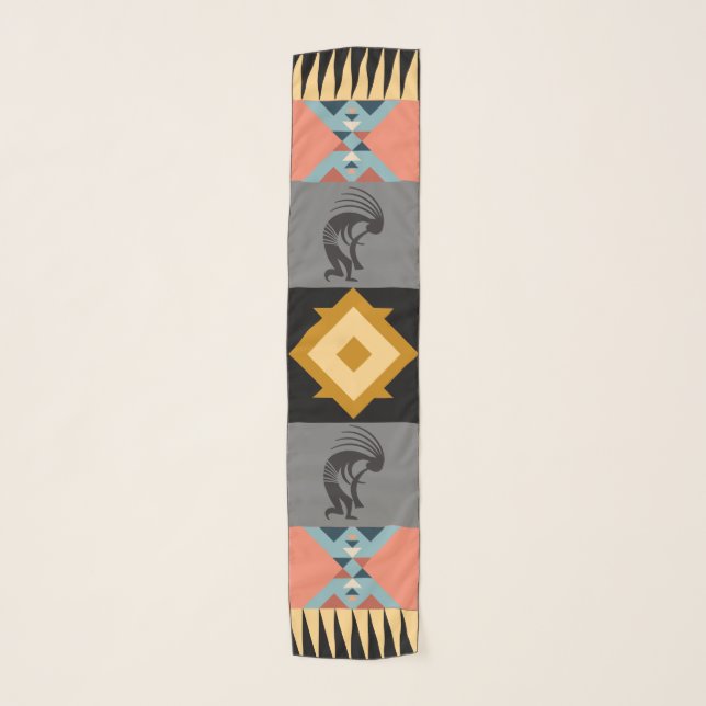 Southwest Pattern Kokopelli  Scarf (Front)