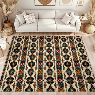 Southwest Pattern Red Brown Western Area Rug