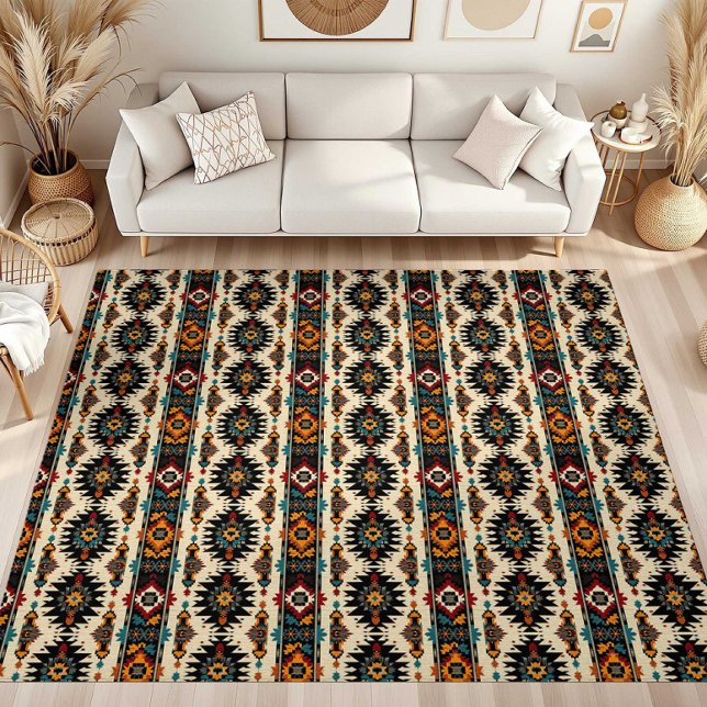 Southwest Pattern Red Brown Western Area Rug (Southwest Pattern Red Brown Western Area Rug)