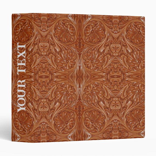 southwest pattern western country tooled leather 3 ring binder (Front/Spine)