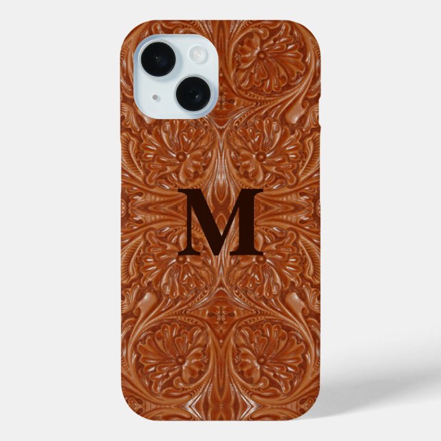 southwest pattern western country tooled leather Case-Mate iPhone case (Back)