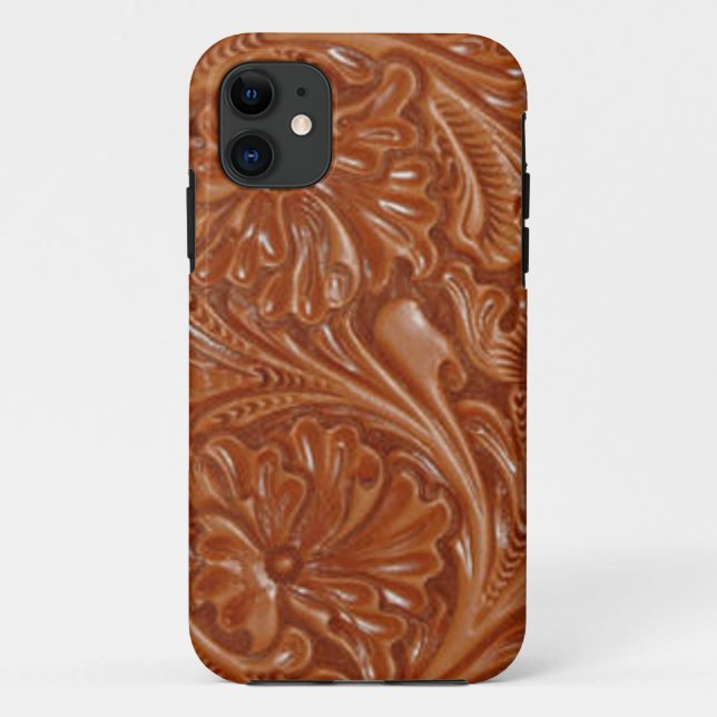 southwest pattern western country tooled leather Case-Mate iPhone case (Back)