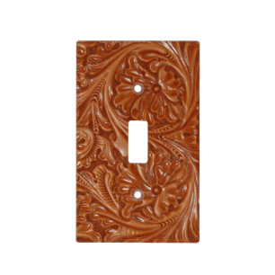 southwest pattern western country tooled leather light switch cover