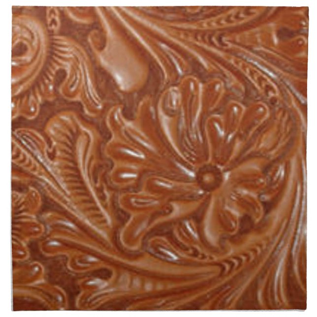 southwest pattern western country tooled leather napkin (Front)