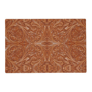 southwest pattern western country tooled leather placemat