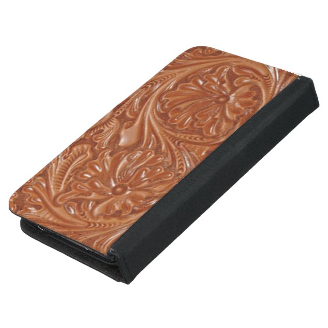 southwest pattern western country tooled leather samsung galaxy wallet case (Top)