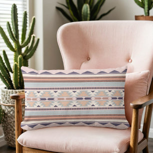 Southwest Peach Native American Pattern Lumbar Pillow