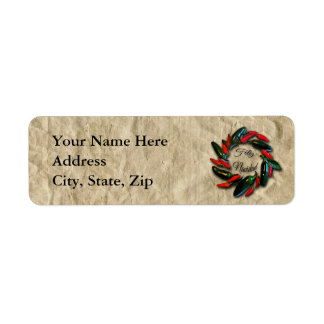 Southwest Pepper Wreath Feliz Navidad Label