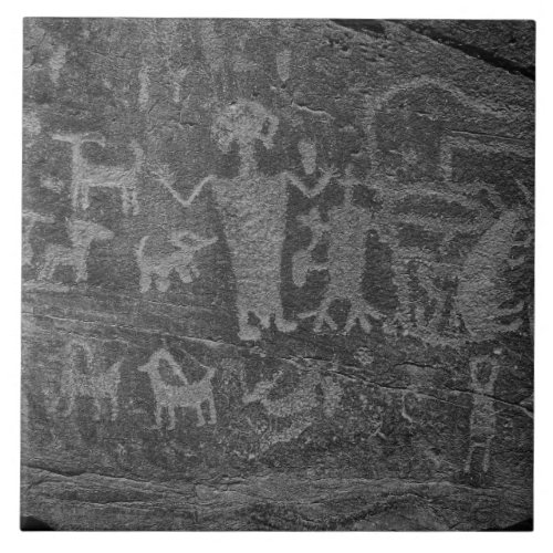 Southwest Petroglyph Black and White Ceramic Tile