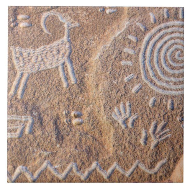 Southwest Petroglyph Ceramic Tile (Front)