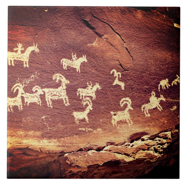 Southwest Petroglyph Ceramic Tile (Front)