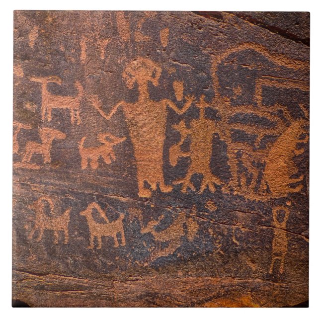 Southwest Petroglyph Ceramic Tile (Front)