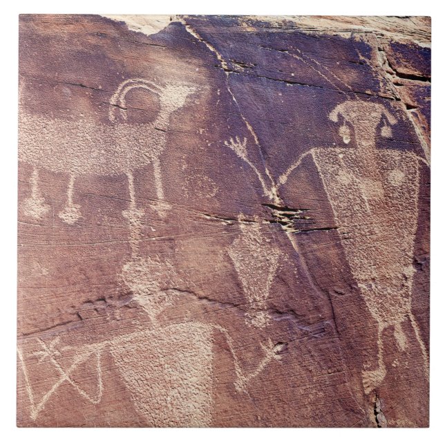 Southwest Petroglyph Ceramic Tile (Front)