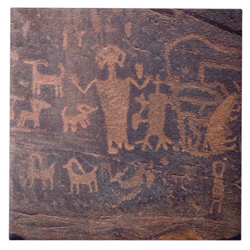 Southwest Petroglyph Deep Brown Ceramic Tile