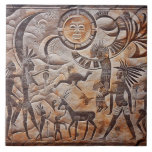 Southwest Petroglyph Design with Sun and Moon Ceramic Tile