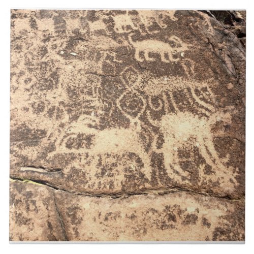 Southwest Petroglyph Hieroglyph Ceramic Tile