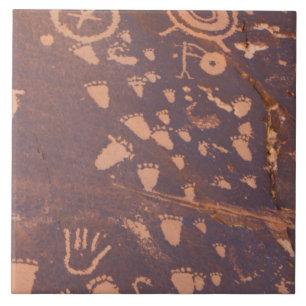 Southwest Petroglyph Native American Footprints  Ceramic Tile