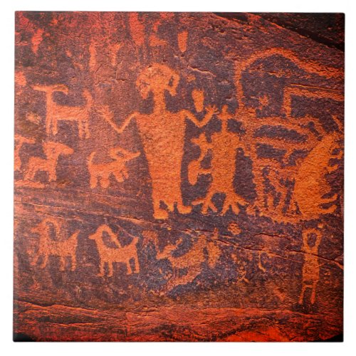 Southwest Petroglyph Sangria Ceramic Tile