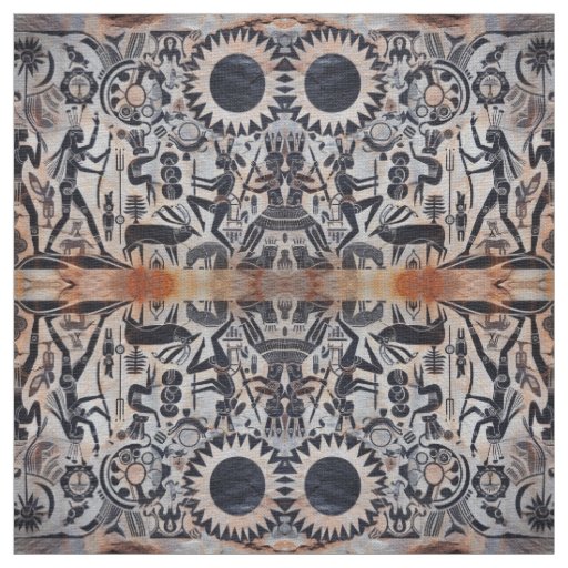 Southwest Petroglyphs Kachina Dancer Pattern Fabric