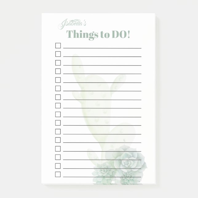 Southwest Prickly Pear Desert Cactus  Things to Do Post-it Notes (Front)
