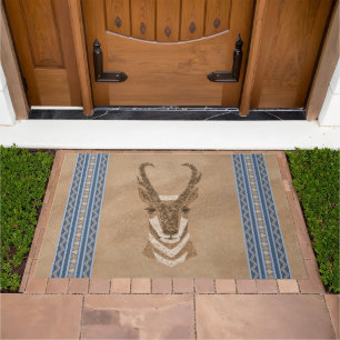 Southwest Pronghorn Antelope and Blue Border Doormat
