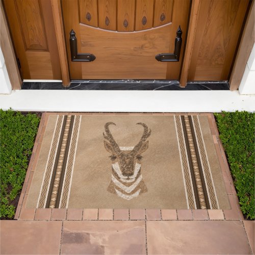 Southwest Pronghorn Antelope and Brown Border  Doormat